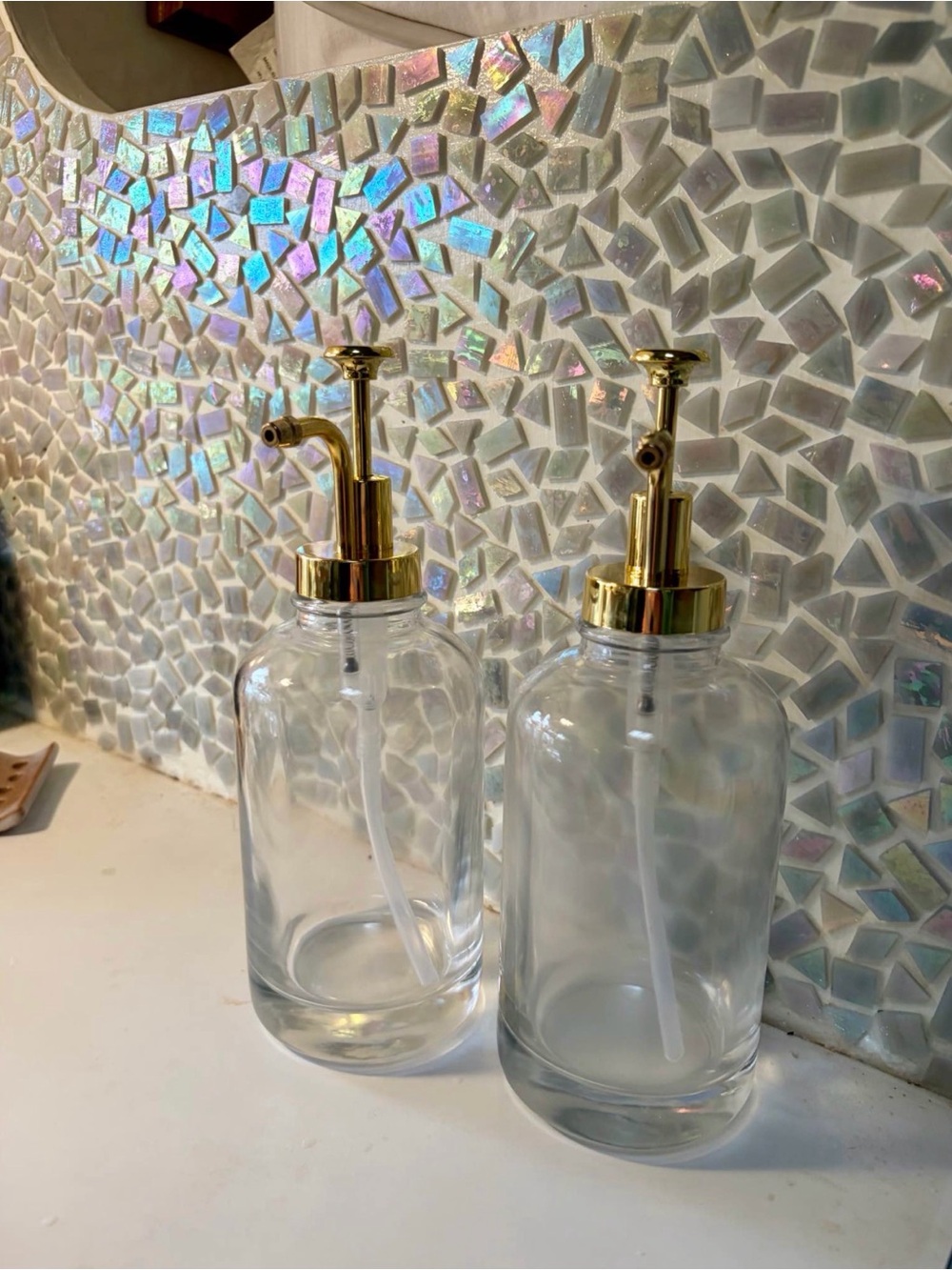 Glass Soap Dispenser with Gold Pump - Clear